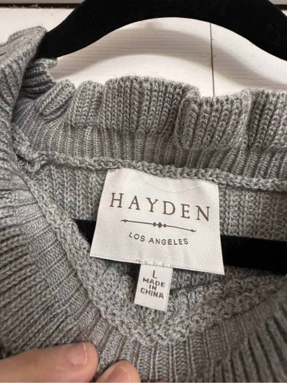 Hayden Light Gray Ribbed Crewneck Sweater - Picture 2 of 2
